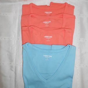 Lands End T Shirt S Orange Blue Shaped Fit Lot of 4